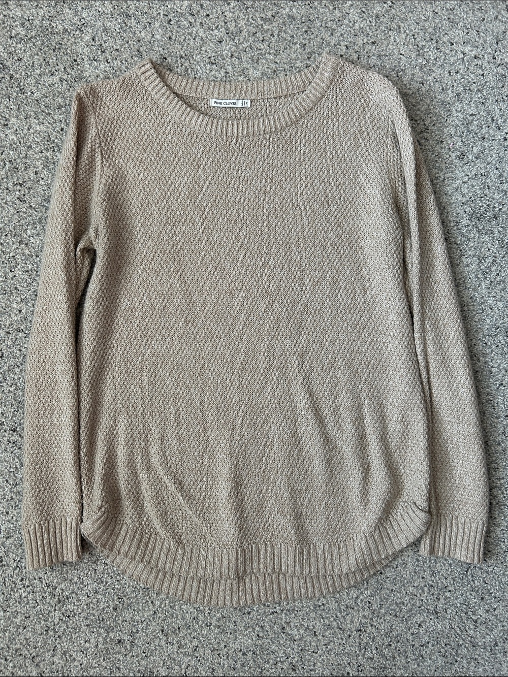Pink Clover Neutral Taupe Crewneck Sweater